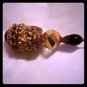 Vint hat pingoldt tone purple&black&crystal beads